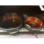 TWO LARGE COPPER PANS - LATE 19TH OR EARLY 20TH CENTURY