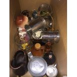 BOX OF MISC. INCLUDING PEWTER, POTTERY, ETC