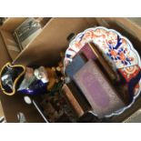 BOX WITH POTTERY ITEMS ETC. T2