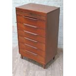 A 1960s teak chest of drawers by White & Newton Portsmouth, width 61cm, depth 42cm & hight 102cm.