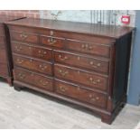 A Georgian 18th Century Lancashire oak mule chest, quarter columns, drawers crossbanded in