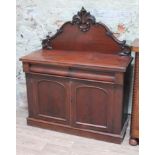 A Victorian mahogany chiffonier, width 122cm, depth 52cm & height 146cm.