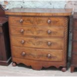 A 19th Century mahogany bow front chest of drawers, width 121cm, depth 53cm & height 112cm.