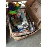 3 boxes of paints, tools, etc