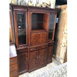 A reproduction breakfront mahogany display cabinet of small proportions, width 122cm, depth 34cm &