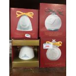 4 boxed Lladro 2002 & 2003 Xmas bells and balls