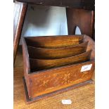 An Edwardian inlaid letter rack.