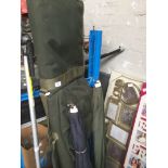 2 fishing umbrellas, a rods holdall and a fishing tent