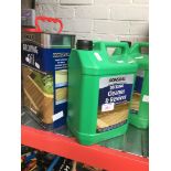 2 x 5l Ronseal Decking cleaner and reviver, and 1 part used cans. Unopened 5l can of Ronseal decking