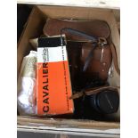 A box of Camera and cine equipment inc Olympus