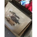 Box of pictures and prints incl Russian military