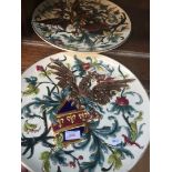 Pair of Continental pottery plaques - one repaired
