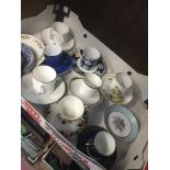 A mixed box of coffee cups and saucesr including Royal Worcester