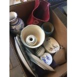 Box with pottery and china plates