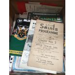 A box of rugby programmes