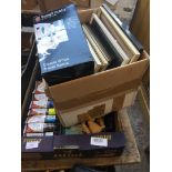 2 boxes of artists materials, oil paints, paintings and frames