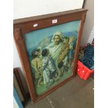 A religious print in oak frame