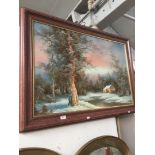 A large winter scene painting