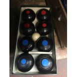 A boxed Townsend croquet set with carpet bowls