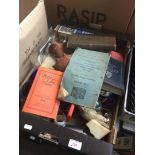 A box of miscellaneous including books and pottery