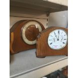 Two oak mantel clocks