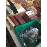 Crate of glass, case of glass etc. and box of books