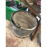 2 galvanised animal feed buckets