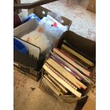 A box of miscellaneous items and a box of books