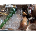 Box of glassware, figures etc