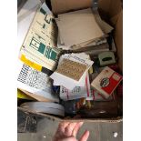 A box of misc office and craft items