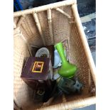 A wicker basket with contents