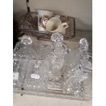 A quantity of cut glass including dressing table set