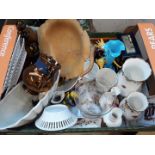 Box with pottery etc. and a few pieces of Royal Albert Old Country Rose