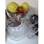 Glassware inc. bowl with fruit