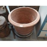 A large terracotta pot and tray, diam. 54cm & height 46cm.