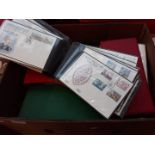 Box with eight folders of first day covers