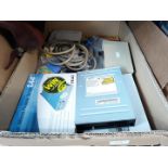 A box of various PC related items