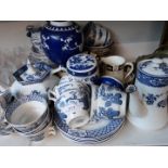 Various blue and white pottery teaware