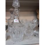 Two glass decanters and glasses