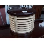 A vintage HMV bakelite and metal grill electric heater.