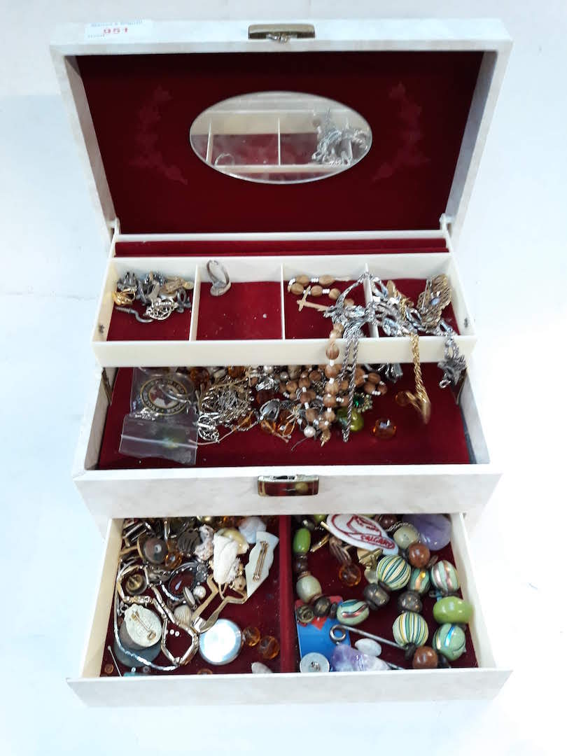 Costume jewellery box and contents