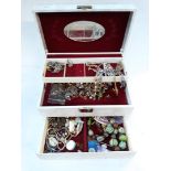 Costume jewellery box and contents