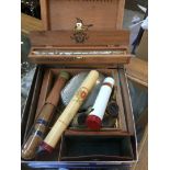 A mixed lot to include cigars, two vintage wristwatches, a WWI military compass, a silver backed