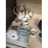 Approx. 15 pieces of Royal Albert Old Country Roses china and a Royal Albert glass clock