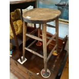 An ash top farmhouse stool, H60cm.