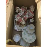 A box of Royal Albert china and other