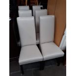 A set of 6 modern cream leather high back dining chairs