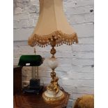 A gilt metal and alabaster lamp, H58cm (up to bulb fitting)