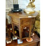 An inlaid eastern octagonal table, H52cm.