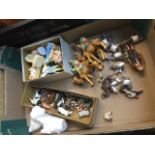 Box of lead animals, plastic and plaster nativity figures